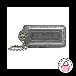 2.25 Medium COACH Silver Metallic Leather Nickel Fob Bag Charm Keychain Hang Tag